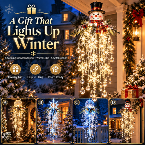 Hanging Snowflake & Crystal LED Porch Décor ✨❄️