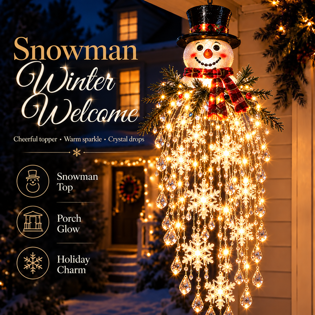 Hanging Snowflake & Crystal LED Porch Décor ✨❄️