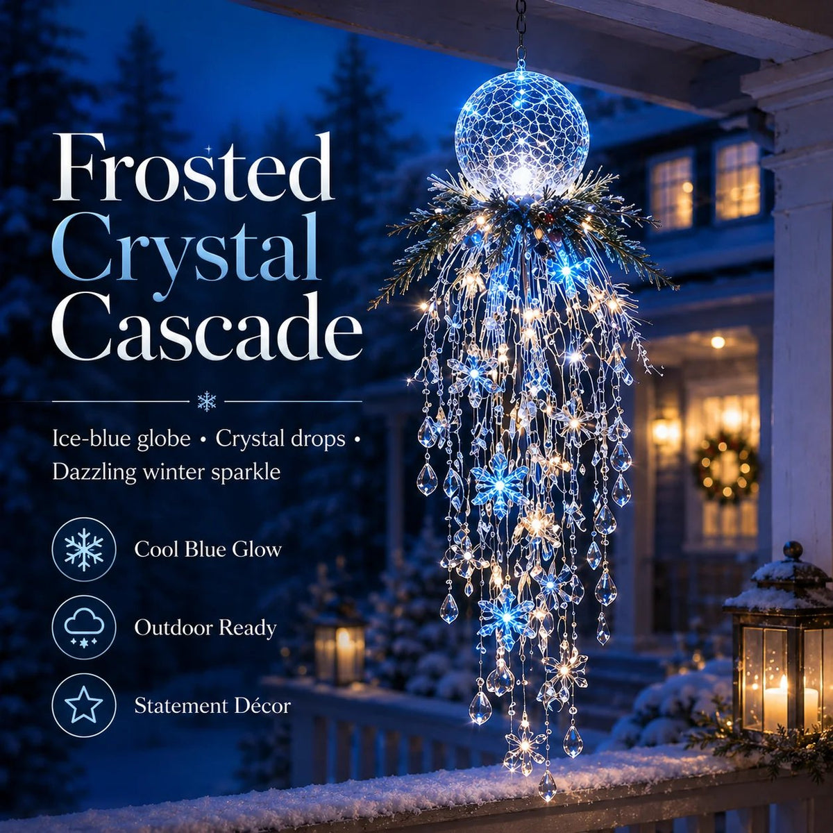 Hanging Snowflake & Crystal LED Porch Décor ✨❄️