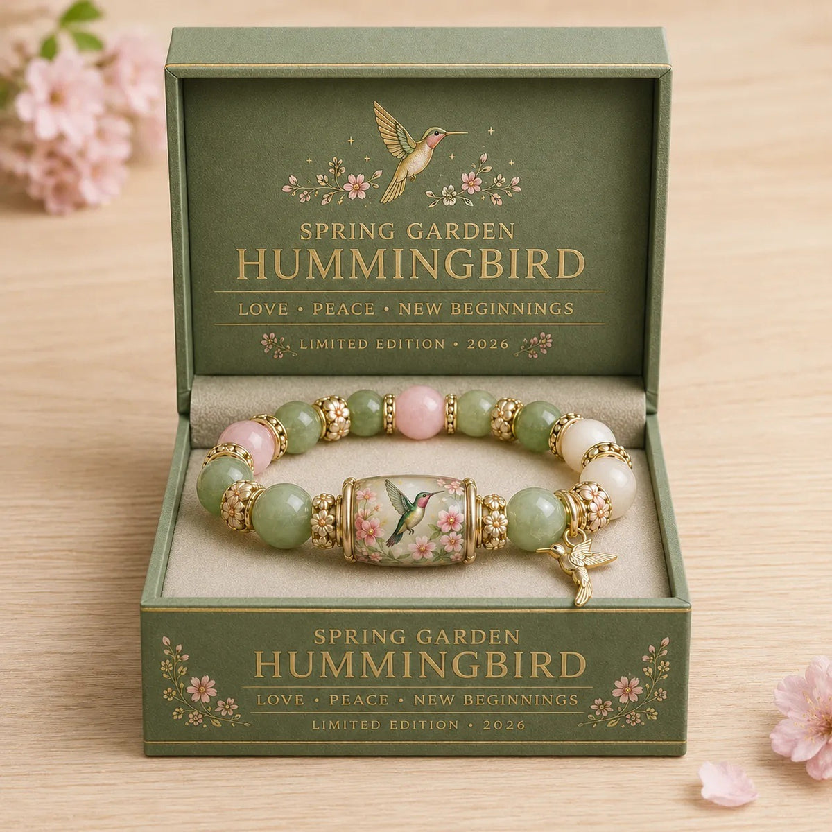 Boxed bracelet: Green Hummingbird