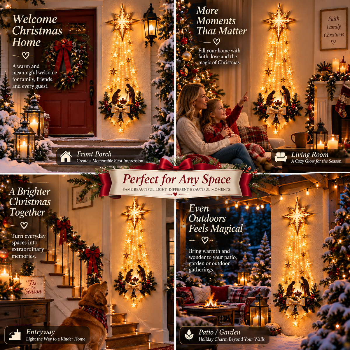 Lighted Nativity Wall Decor – Warm Bethlehem Star Display