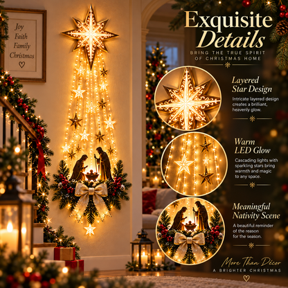 Lighted Nativity Wall Decor – Warm Bethlehem Star Display