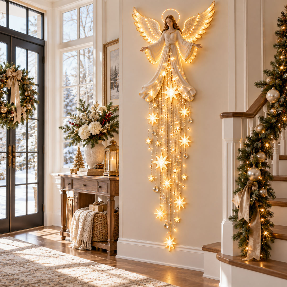 Angel Christmas Wall Light – Warm Starfall Wall Decor