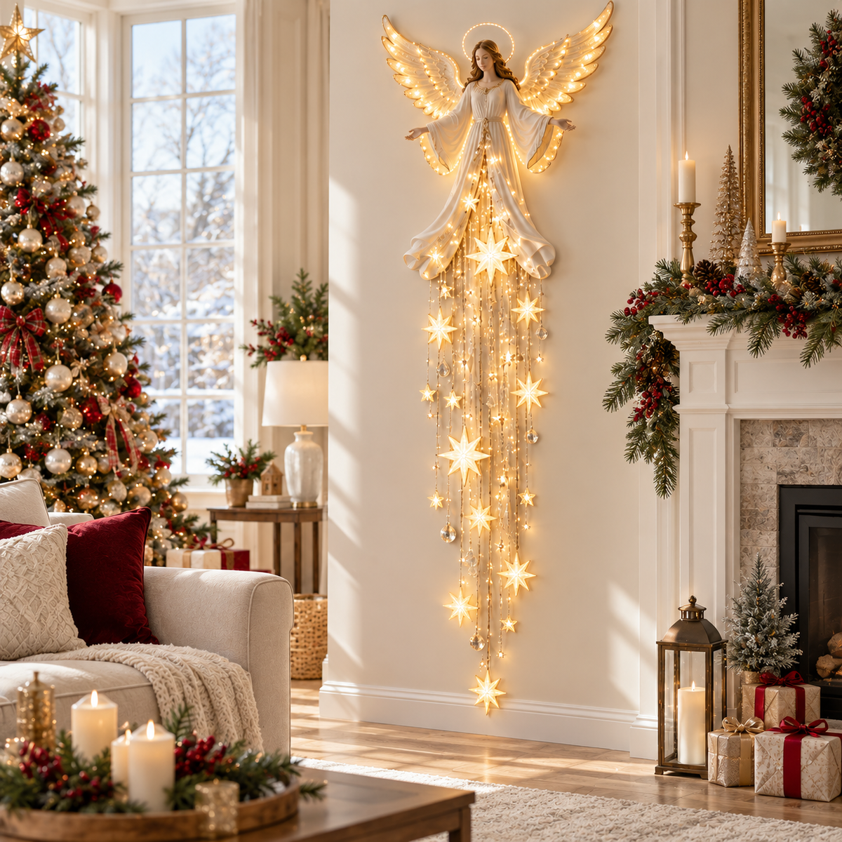 Angel Christmas Wall Light – Warm Starfall Wall Decor
