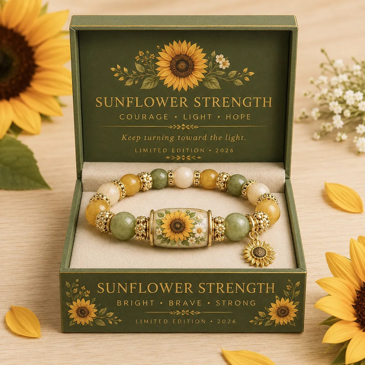 Boxed bracelet: Sunflower